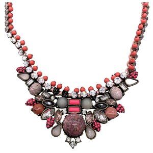 Capwell + Co. Sparks Fly Bib Crystal Glass Resin Ball Chain Necklace 17.5-21 In